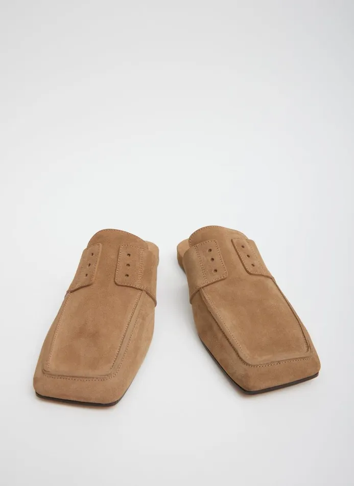 Women Flats Tibi Suede Granger Slide Tan