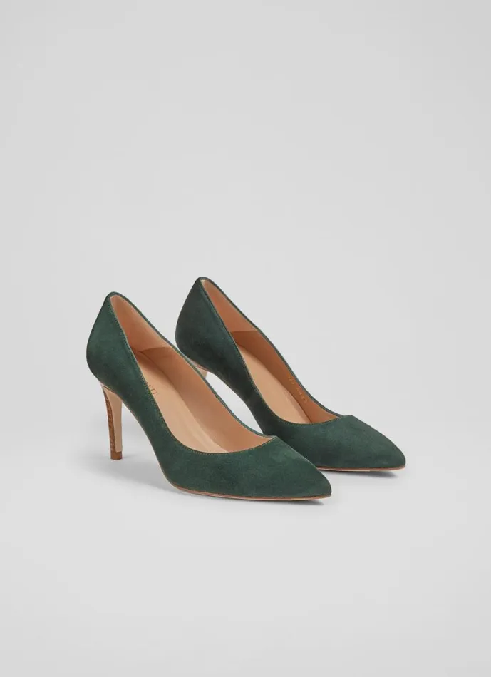 Women Floret Forest Green Suede Pointed Toe Courts Dark Green LKBennett Court Shoes Women Floret Forest Green Suede Pointed Toe Courts Dark Green LKBennett Court Shoes
