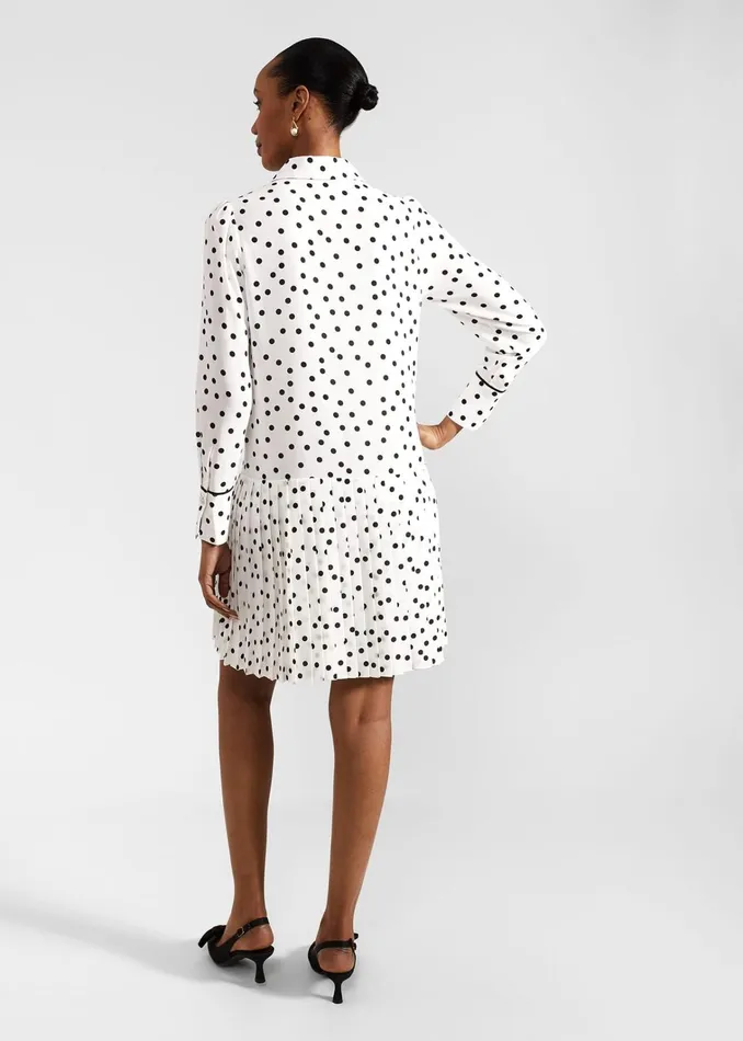 Women Francesca Spot Pleated Dress Ivory Black Hobbs Dresses and Jumpsuits