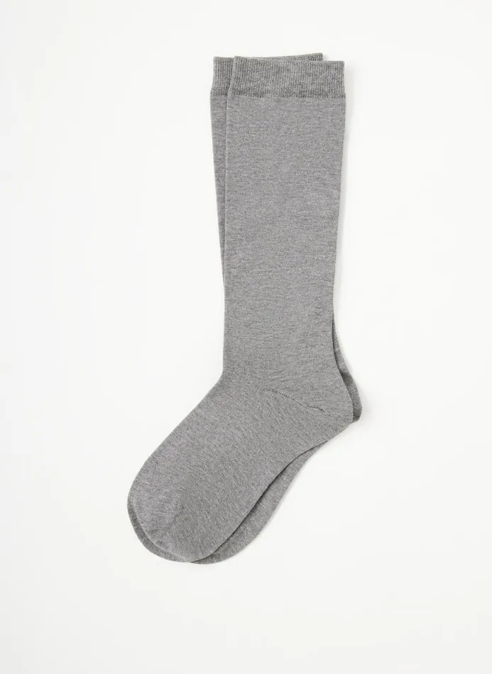 Women Fundamentals Tibi Classic Cotton Socks Heather Grey