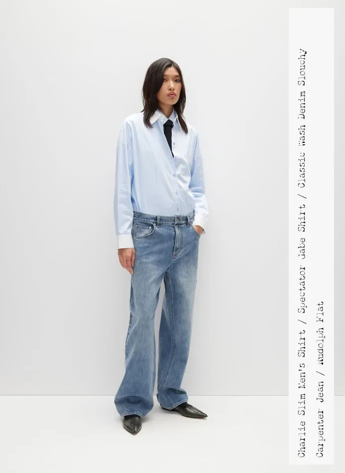 Women Fundamentals Tibi Classic Denim Slouchy Carpenter Jean Classic Blue