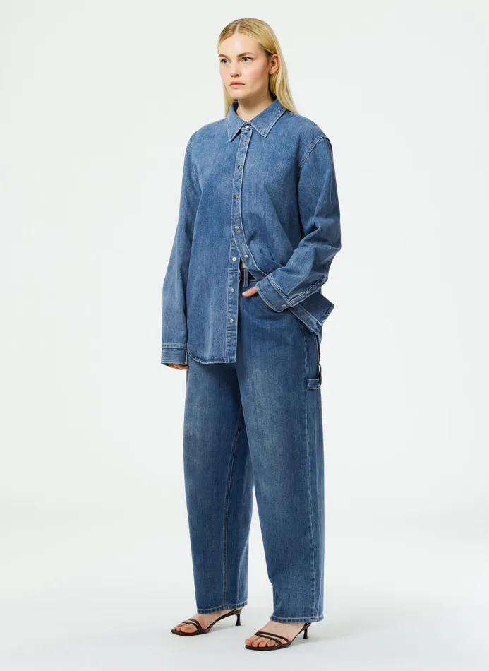Women Fundamentals Tibi Classic Denim Slouchy Carpenter Jean Classic Blue