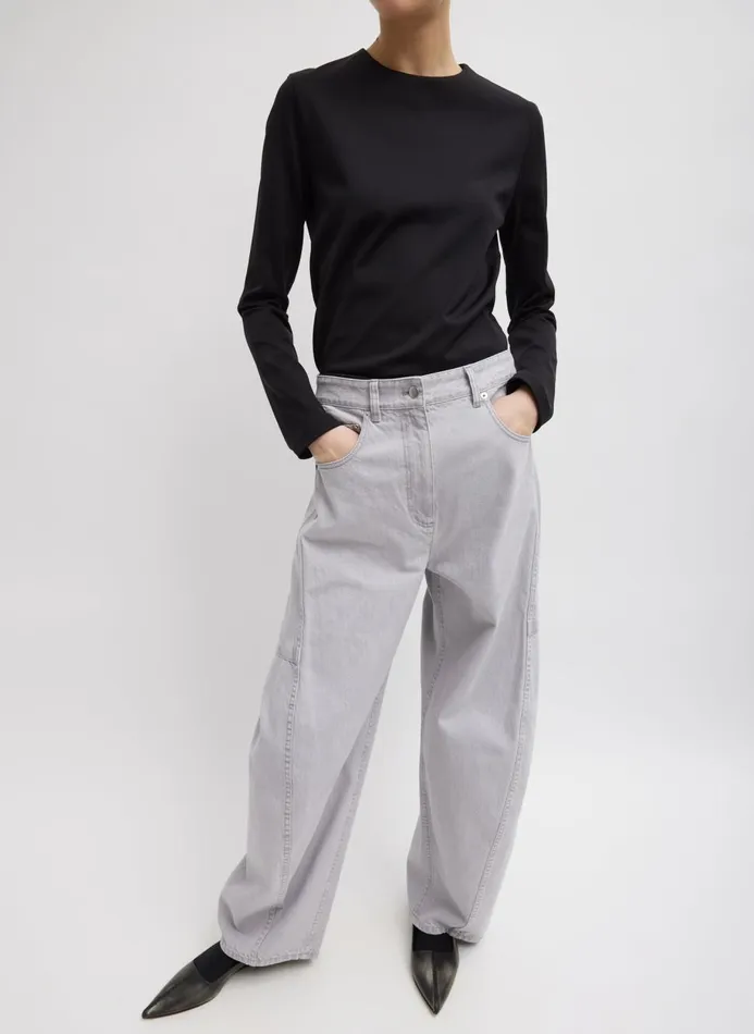 Women Fundamentals Tibi Compact Ultra Stretch Knit Long Sleeve Slim Top Black