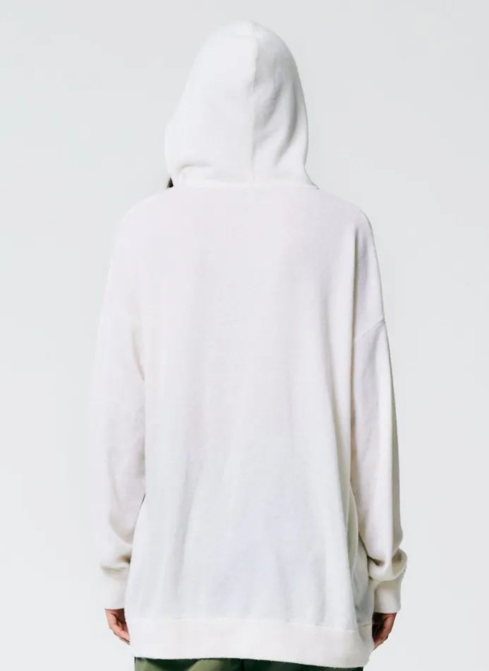 Women Fundamentals Tibi Feather Weight Cashmere Easy Men039s Hoodie Ivory