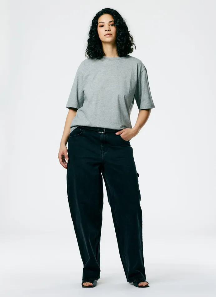 Women Fundamentals Tibi Mock Neck Unisex TShirt Heather Grey