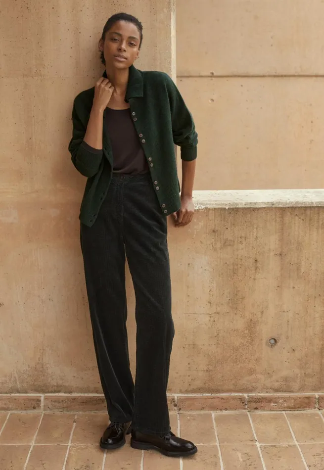 Women Funnelneck Cardigan Dark Pine Poetry Fashion Jackets and Coats