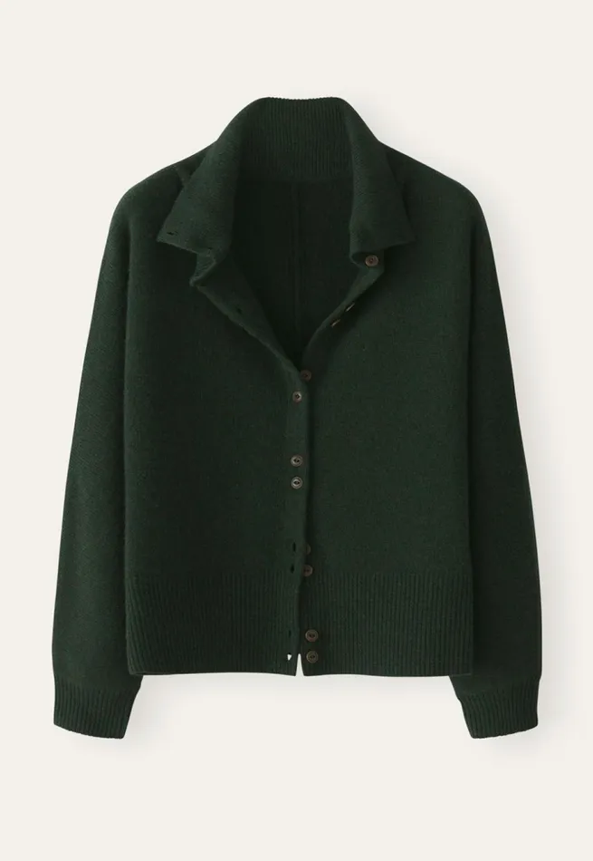 Women Funnelneck Cardigan Dark Pine Poetry Fashion Jackets and Coats