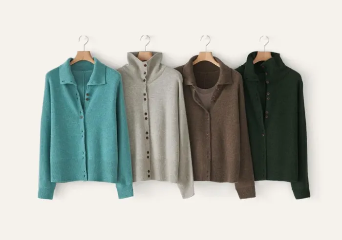 Women Funnelneck Cardigan Dark Pine Poetry Fashion Jackets and Coats