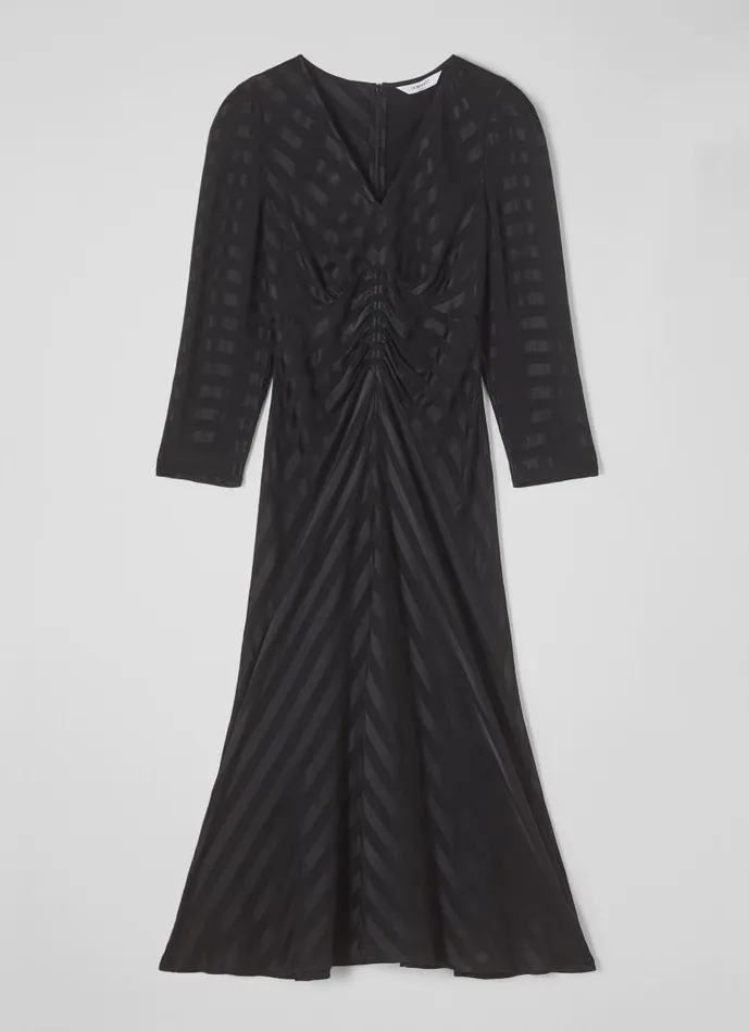Women Gabrielle Black Stripe Satin Midi Dress Black LKBennett Dresses Women Gabrielle Black Stripe Satin Midi Dress Black LKBennett Dresses