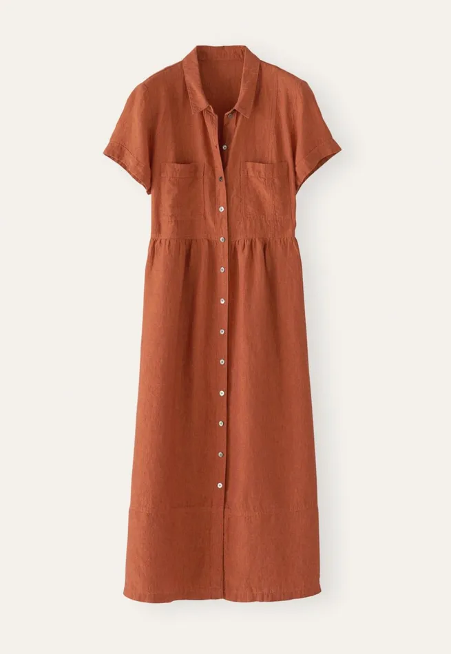 Women Gatheredwaist Dress Chilli Orange Poetry Fashion Dresses and Skirts