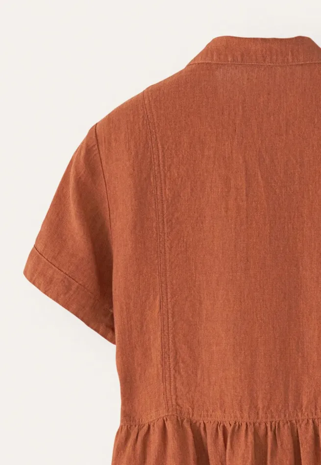 Women Gatheredwaist Dress Chilli Orange Poetry Fashion Dresses and Skirts