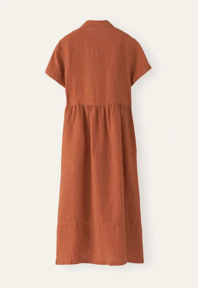 Women Gatheredwaist Dress Chilli Orange Poetry Fashion Dresses and Skirts