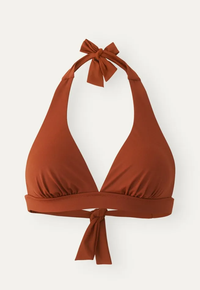 Women Halterneck Bikini Top Burnt Sienna Poetry Fashion Swimwear