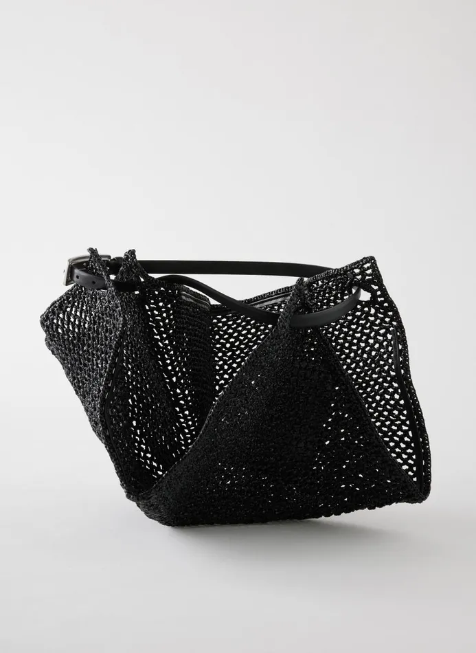 Women Handbags Tibi Aire Libre Mesh Crochet Bag Black