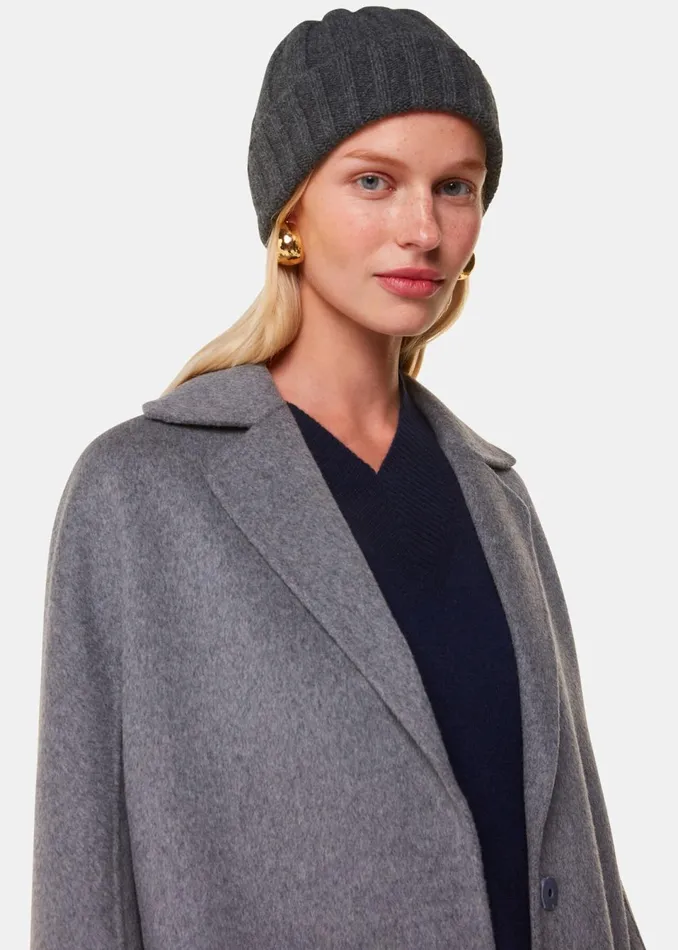 Women Hats Gloves and Scarves Whistles Dark Grey Cashmere Wool Blend Hat