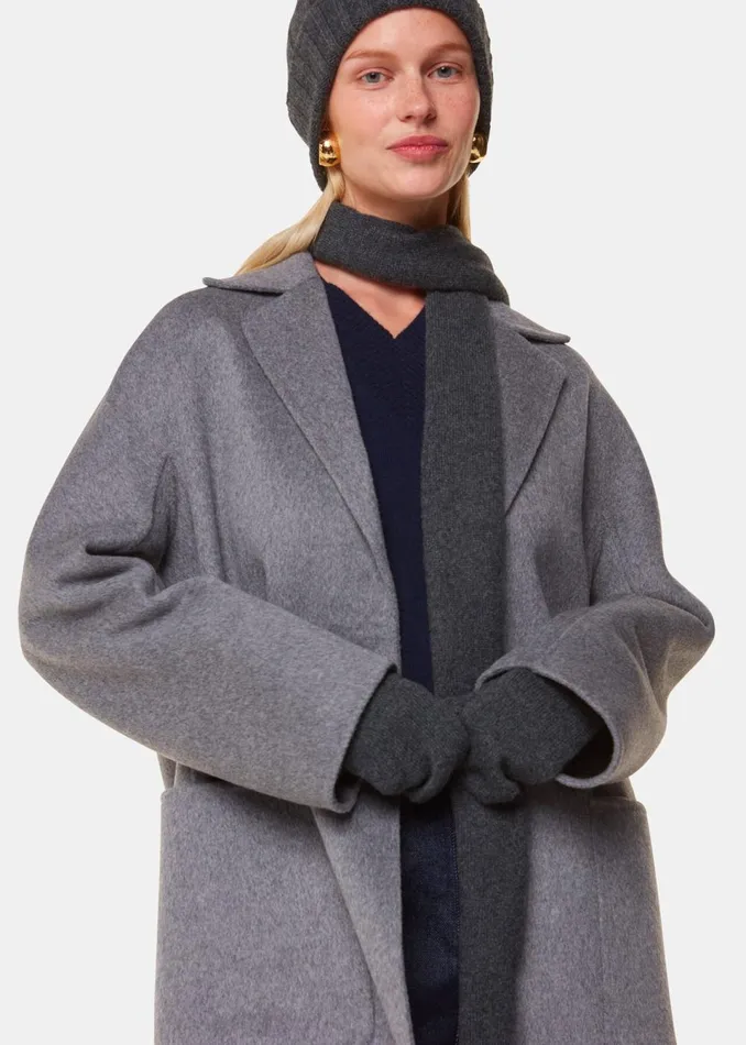 Women Hats Gloves and Scarves Whistles Dark Grey Cashmere Wool Blend Hat