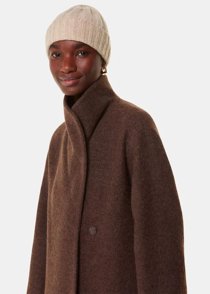 Women Hats Gloves and Scarves Whistles Taupe Cashmere Wool Blend Hat