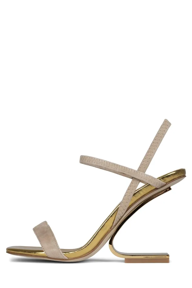 Women Heel Jeffrey Campbell GEOMETRIC Natural Suede Gold