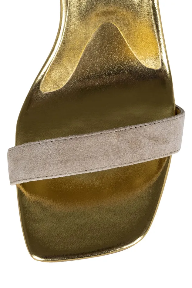 Women Heel Jeffrey Campbell GEOMETRIC Natural Suede Gold