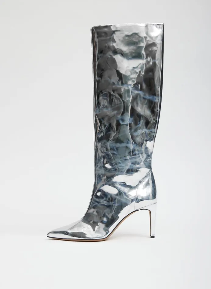 Women Heels Tibi Mats Silver Boot Silver