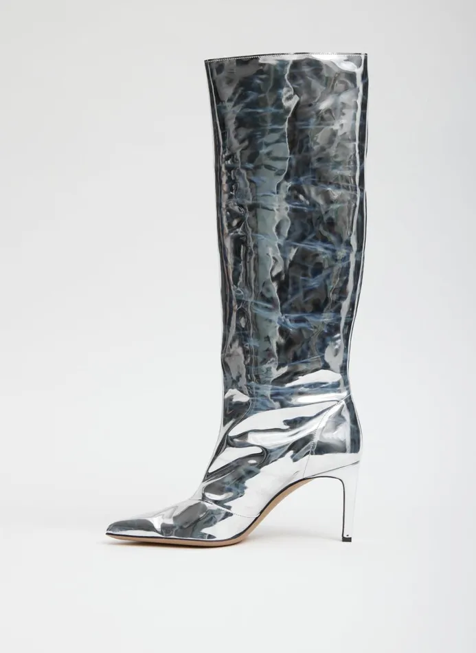 Women Heels Tibi Mats Silver Boot Silver