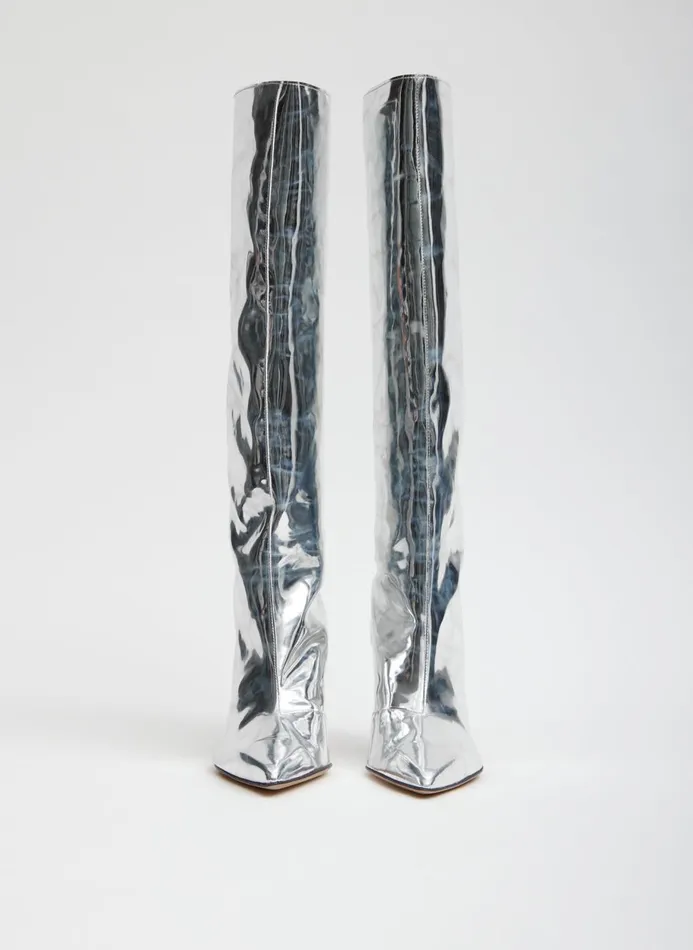 Women Heels Tibi Mats Silver Boot Silver