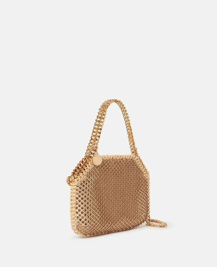 Women Iconic Falabella Stella McCartney Falabella Crystal Mesh Mini Tote Bag Fawn