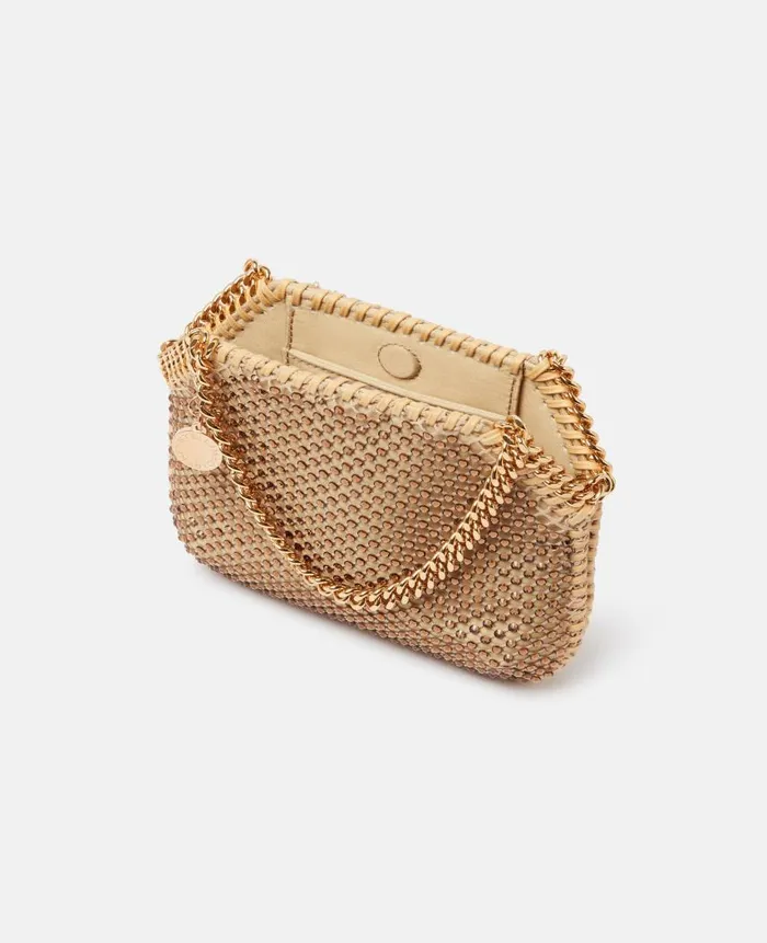 Women Iconic Falabella Stella McCartney Falabella Crystal Mesh Mini Tote Bag Fawn