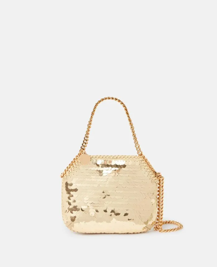 Women Iconic Falabella Stella McCartney Falabella Oversized Sequin Mini Tote Bag Gold Women Iconic Falabella Stella McCartney Falabella Oversized Sequin Mini Tote Bag Gold