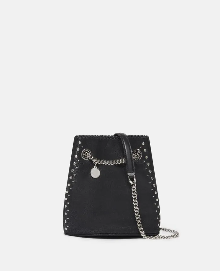 Women Iconic Falabella Stella McCartney Falabella Studded Bucket Bag Pitch Black