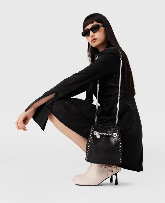 Women Iconic Falabella Stella McCartney Falabella Studded Bucket Bag Pitch Black