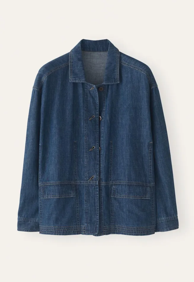 Women Indigo Boxy Jacket Dark Denim Poetry Fashion Jackets and Coats