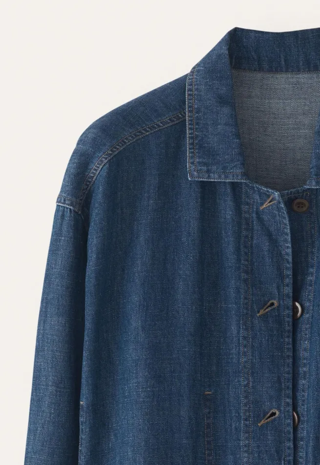 Women Indigo Boxy Jacket Dark Denim Poetry Fashion Jackets and Coats