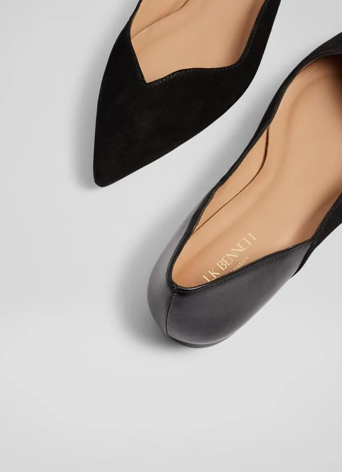Women Iris Black Suede And Leather Sweetheart Flats Black LKBennett Flats