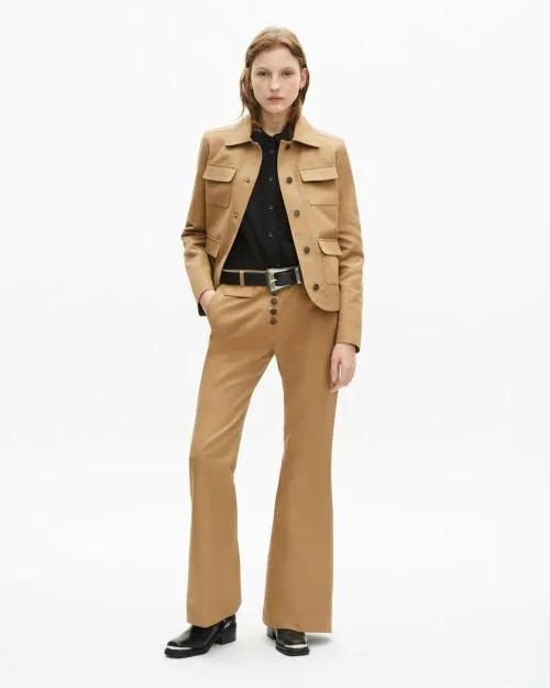 Women Jackets and Blazers The Kooples Short Beige Cotton And Linen Jacket Beige