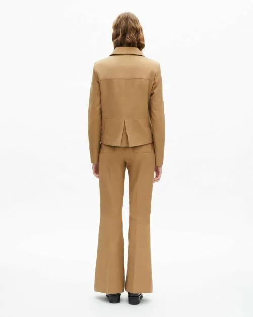 Women Jackets and Blazers The Kooples Short Beige Cotton And Linen Jacket Beige