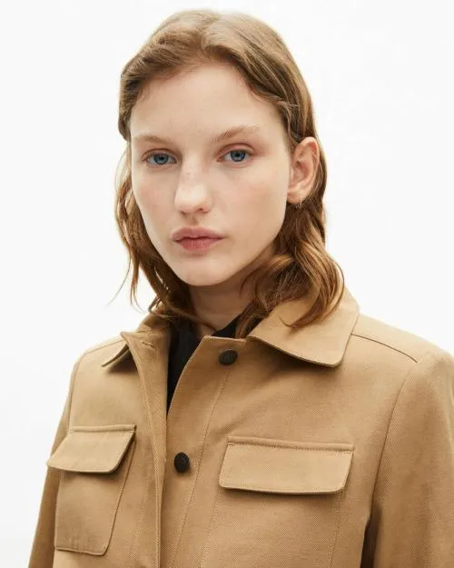 Women Jackets and Blazers The Kooples Short Beige Cotton And Linen Jacket Beige