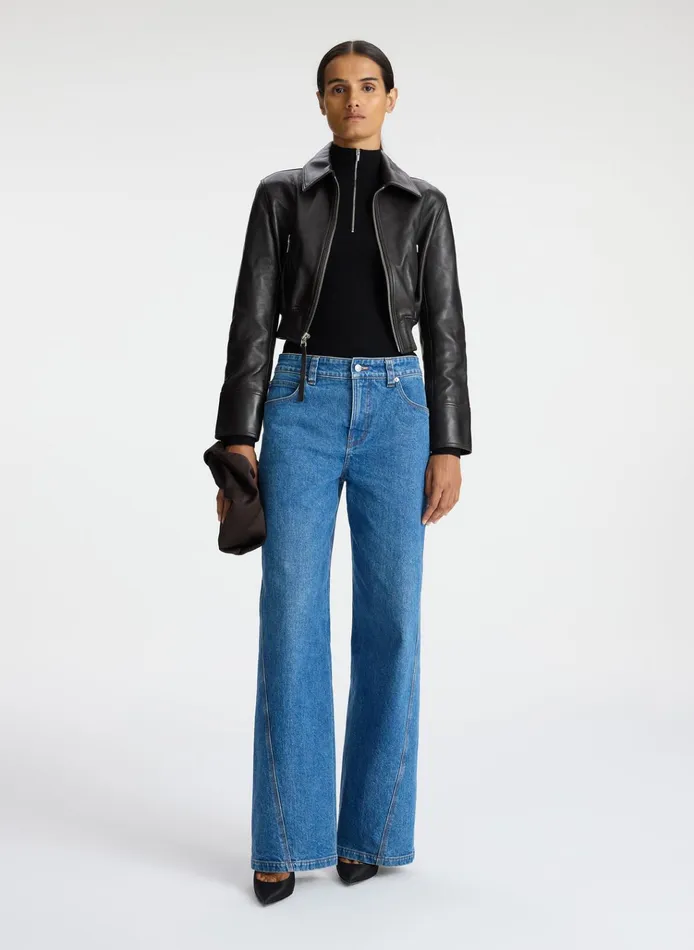 Women Jackets and Coats ALC Harlow Cropped Leather Jacket Ganache