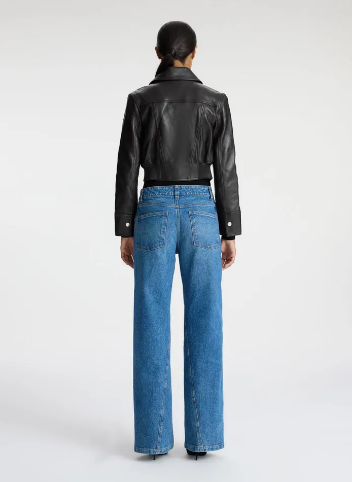 Women Jackets and Coats ALC Harlow Cropped Leather Jacket Ganache