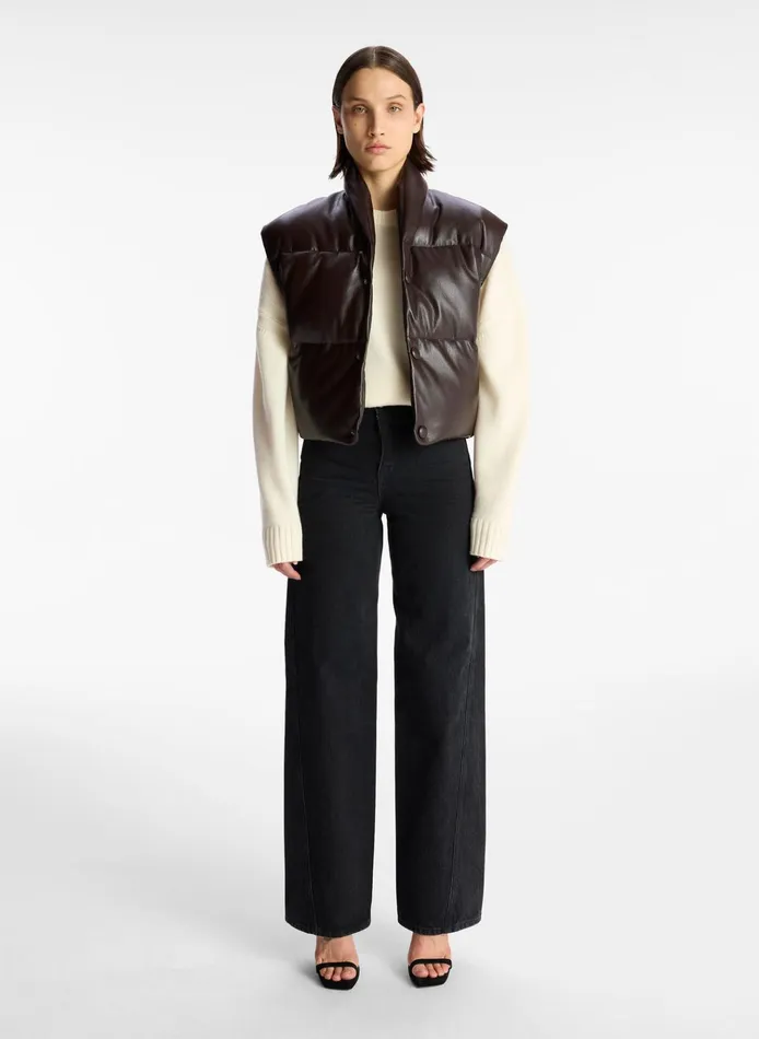 Women Jackets and Coats ALC Willow Vegan Leather Vest Chocolate Plum