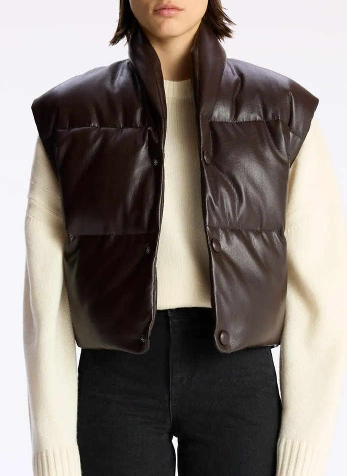 Women Jackets and Coats ALC Willow Vegan Leather Vest Chocolate Plum