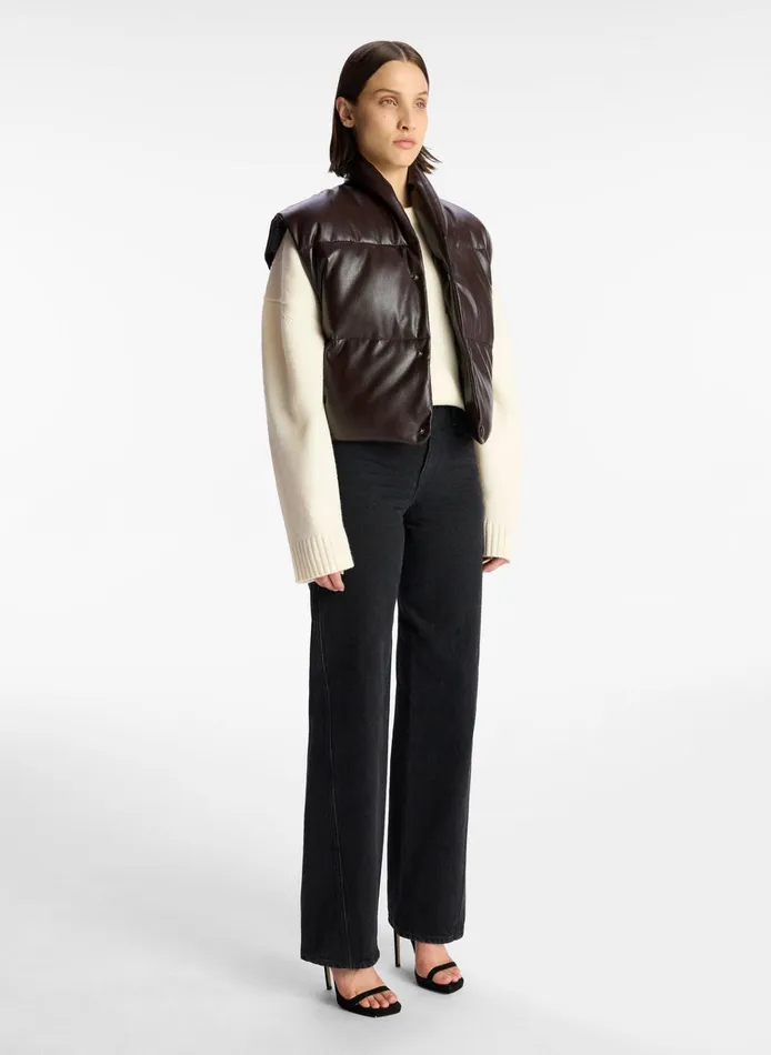 Women Jackets and Coats ALC Willow Vegan Leather Vest Chocolate Plum