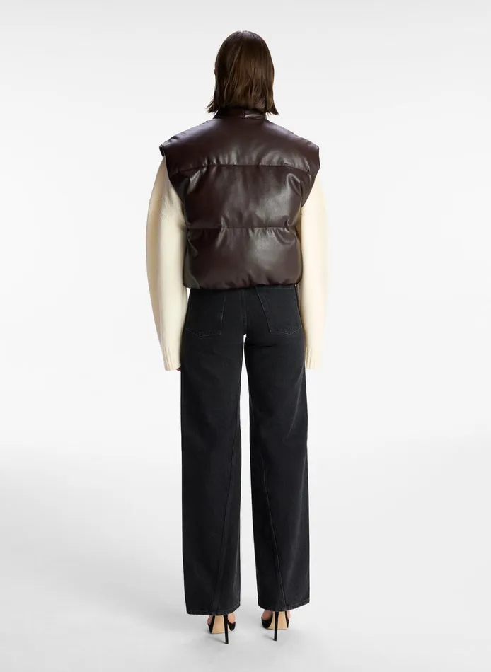 Women Jackets and Coats ALC Willow Vegan Leather Vest Chocolate Plum