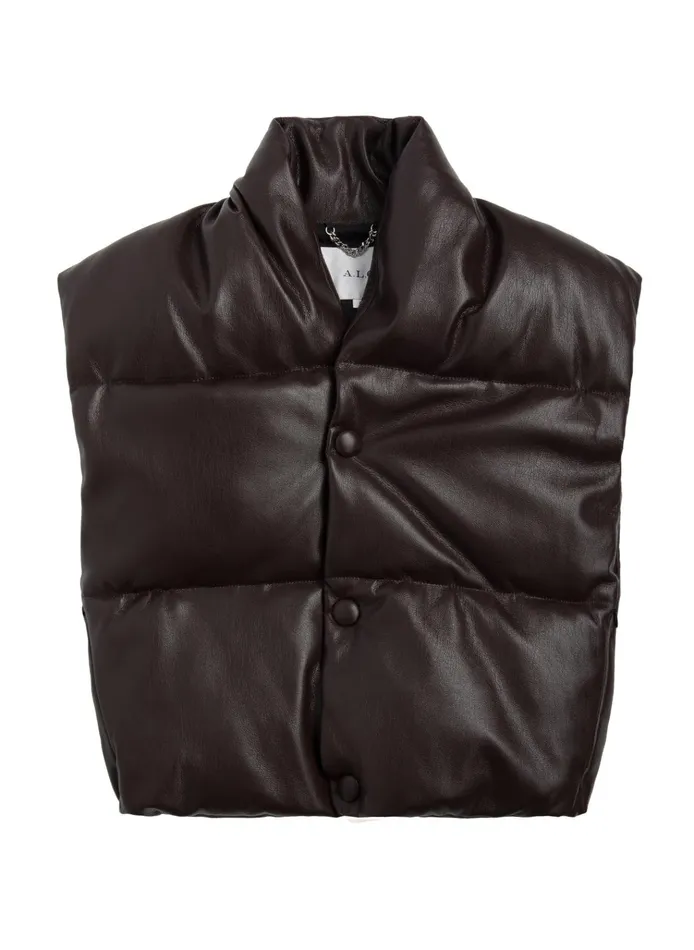 Women Jackets and Coats ALC Willow Vegan Leather Vest Chocolate Plum