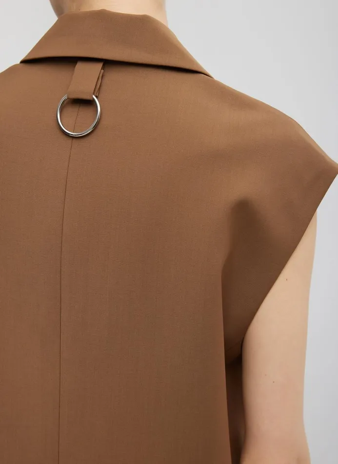 Women Jackets and Outerwear Tibi Tropical Wool Liam Vest Toffee