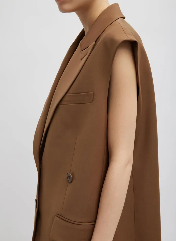 Women Jackets and Outerwear Tibi Tropical Wool Liam Vest Toffee