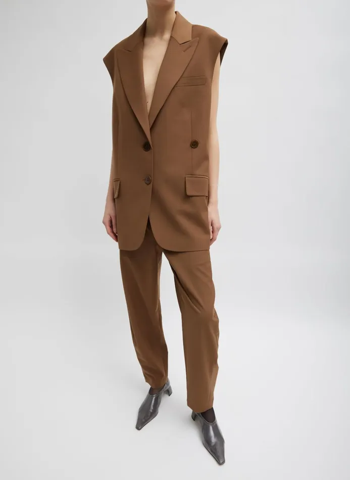 Women Jackets and Outerwear Tibi Tropical Wool Liam Vest Toffee