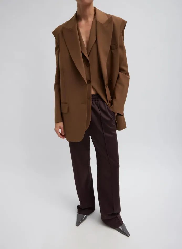 Women Jackets and Outerwear Tibi Tropical Wool Liam Vest Toffee