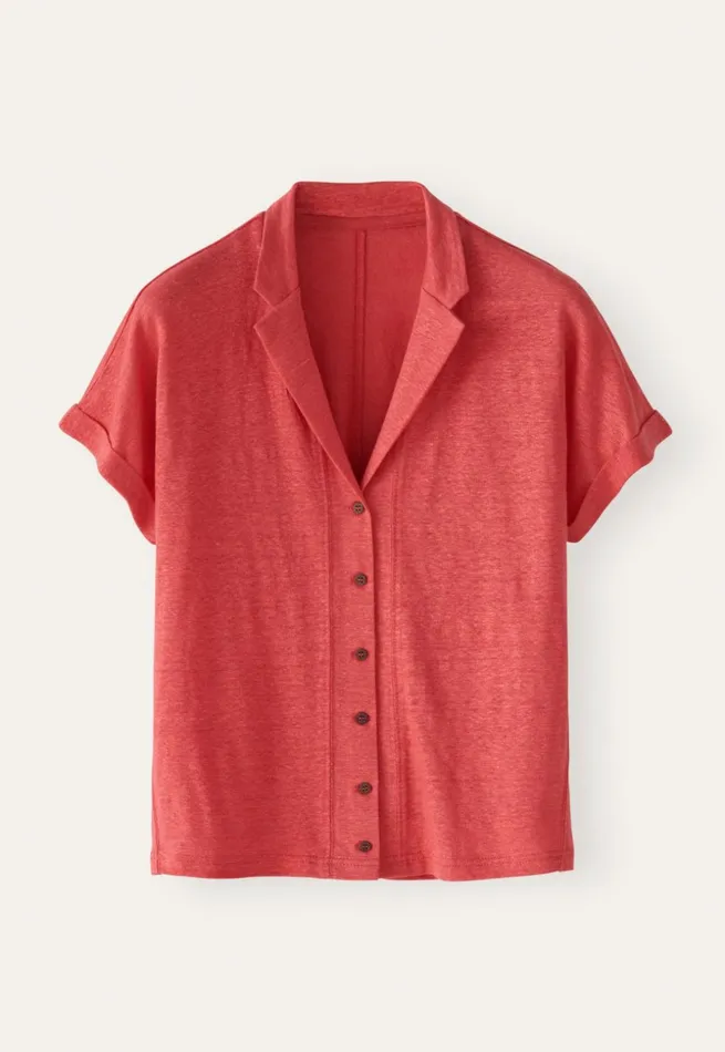Women Jersey Blouse Coral Pink Poetry Fashion TShirt and Tops