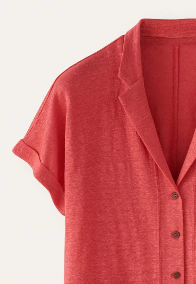 Women Jersey Blouse Coral Pink Poetry Fashion TShirt and Tops